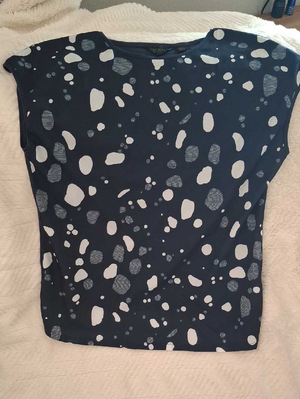 Ted Baker Navy Short Sleeve Tee with White Spot Print